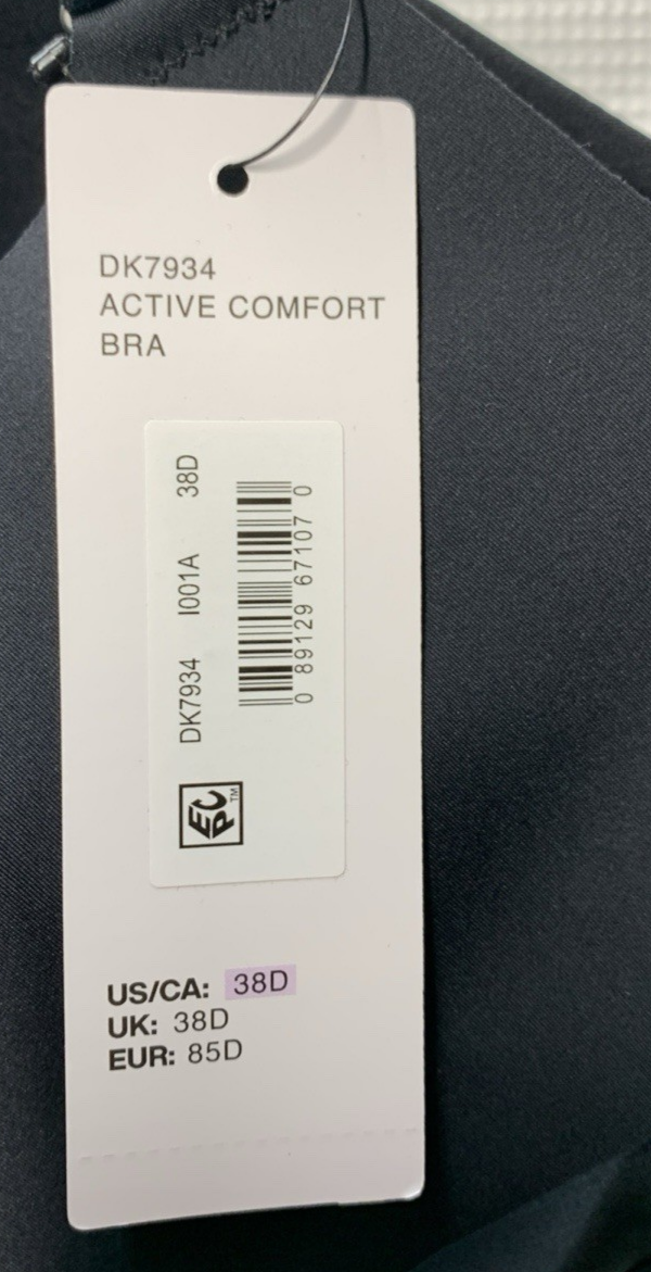 DKNY DK7934 Women's Active Comfort Wire-Free T-Shirt Bra Black Opaque Size 38D