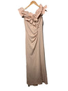 Xscape Womens Long Stretch Scuba Crepe Ruffle Collar Ruched Dress Evening Size 8