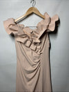 Xscape Womens Long Stretch Scuba Crepe Ruffle Collar Ruched Dress Evening Size 8