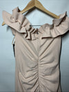 Xscape Womens Long Stretch Scuba Crepe Ruffle Collar Ruched Dress Evening Size 8