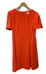 DKNY Women Trim Fit & Flare Dress Short Sleeve Casual with Button Sleeve Size 12