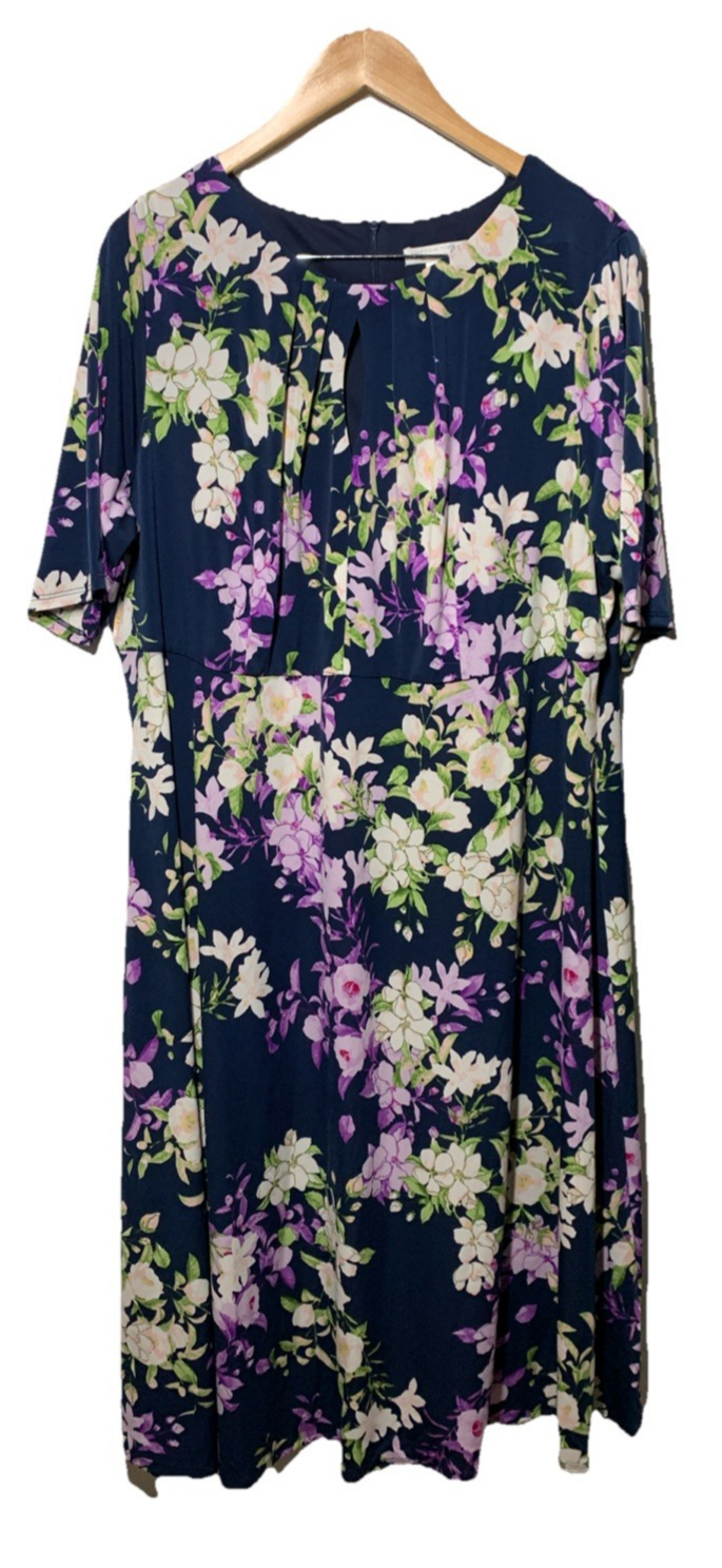 London Times T8077W Womens Empire Waist A-line Midi Wedding Guest Dress Size 20W
