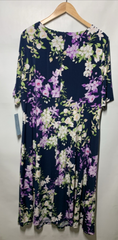London Times T8077W Womens Empire Waist A-line Midi Wedding Guest Dress Size 20W