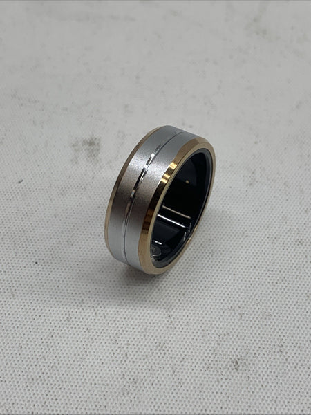 Smart Ring Wearable Fitness Ring Health Tracker Sleep Silver/Gold Border Size 9