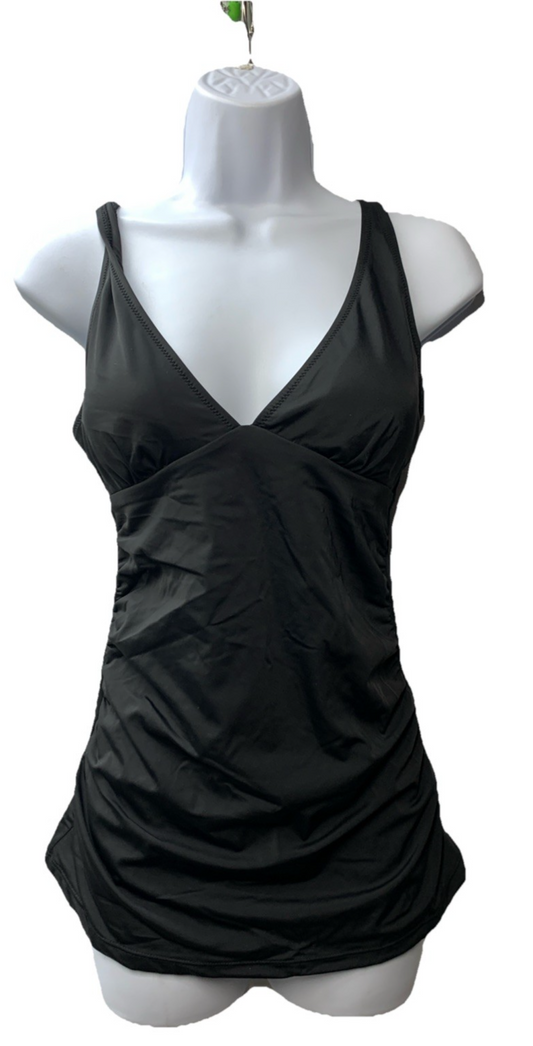 Amazon Essentials Tankini Swim Top Swimsuit Swimwear Costume Size S Black UPF50+