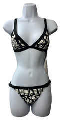 Calvin Klein Women's Low Waisted Elastic Logo Triangle Bikini Set Size XS Black