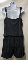 Maxine Of Hollywood MW9MD45 Swim Romper One Piece Swimsuit 20W Black Swimwear