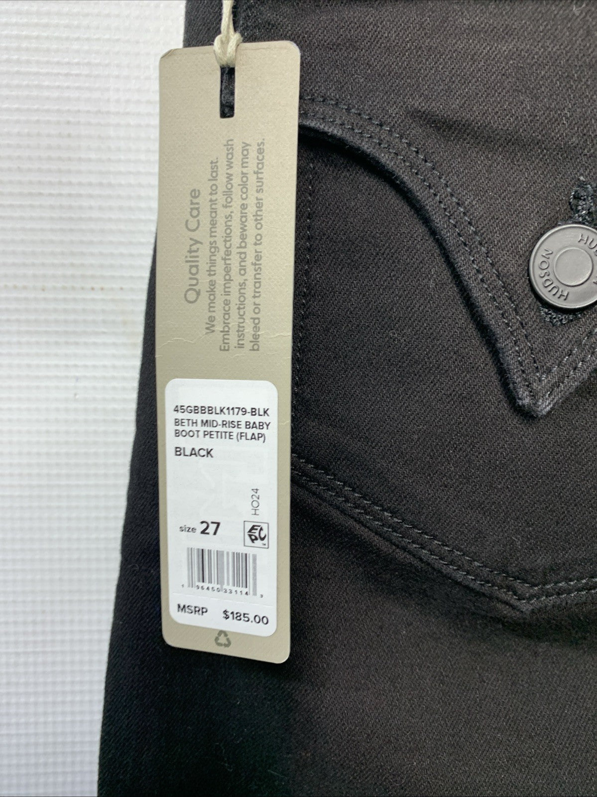 Hudson Jeans Women's Beth Mid-Rise Baby Boot Petite Jean Long Pants Size 27