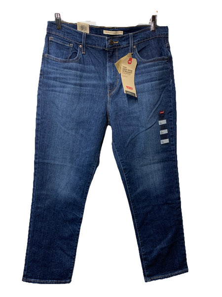 Levi's Women Premium 724 High Rise Straight Crop Jeans Long Pants w/Pockets 14