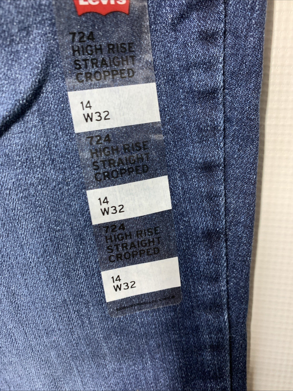 Levi's Women Premium 724 High Rise Straight Crop Jeans Long Pants w/Pockets 14