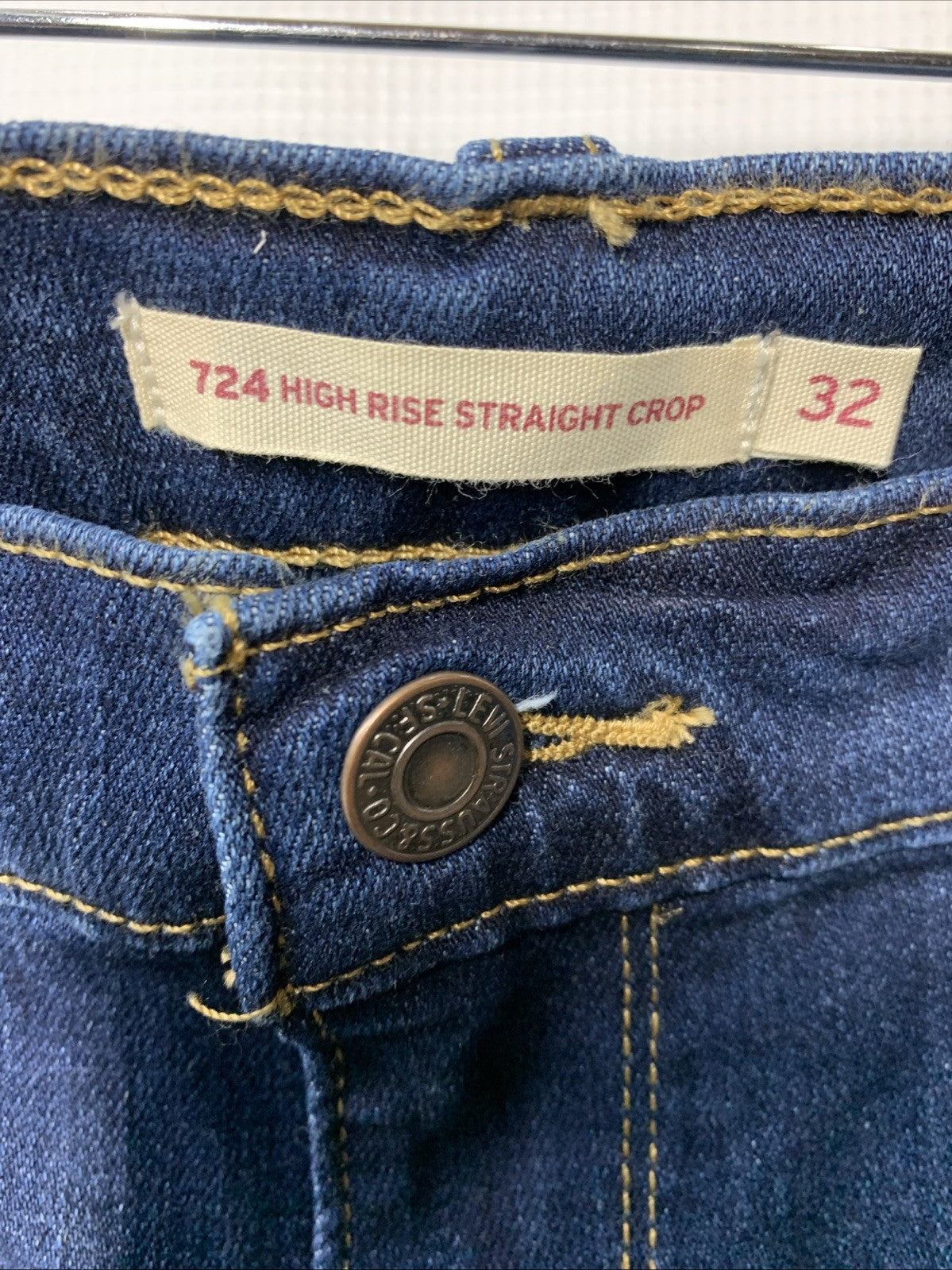 Levi's Women Premium 724 High Rise Straight Crop Jeans Long Pants w/Pockets 14