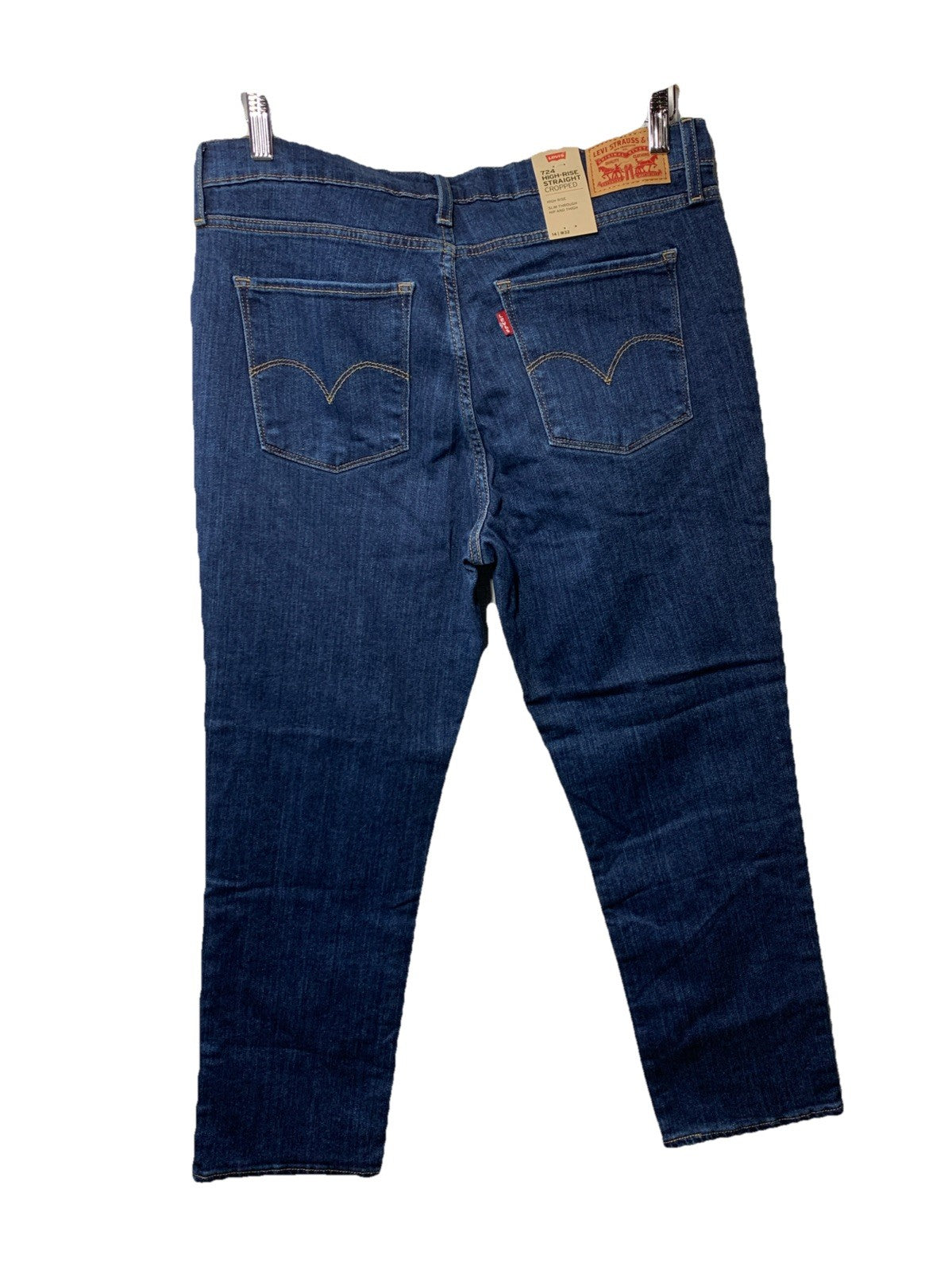 Levi's Women Premium 724 High Rise Straight Crop Jeans Long Pants w/Pockets 14