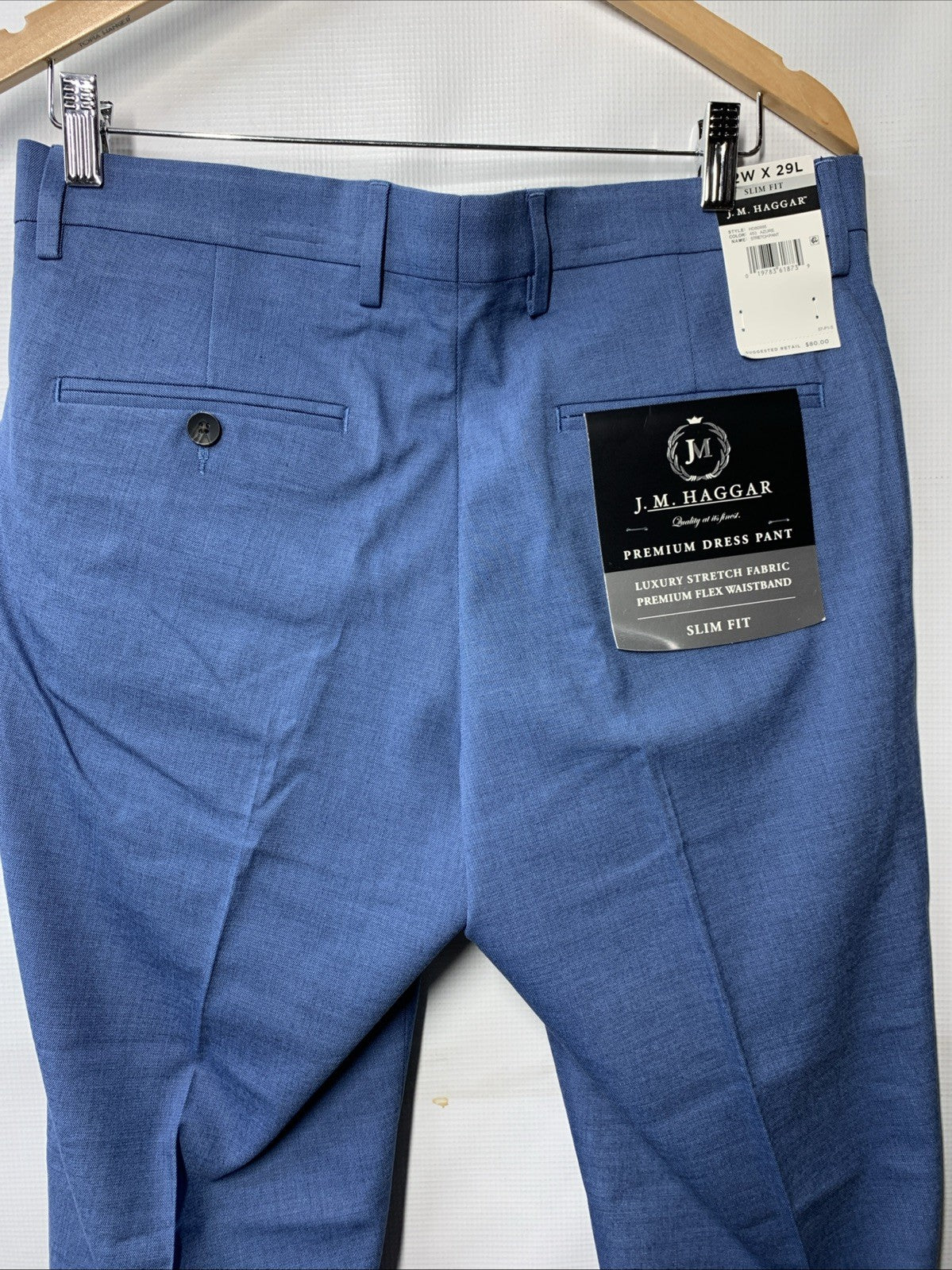 Men's J.M. Haggar® Premium Slim-Fit Flat-Front Stretch Suit Pants Blue 32x29