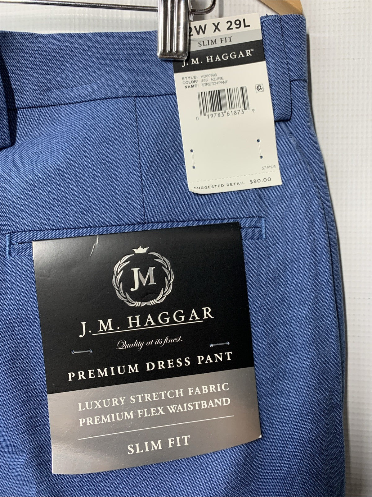 Men's J.M. Haggar® Premium Slim-Fit Flat-Front Stretch Suit Pants Blue 32x29