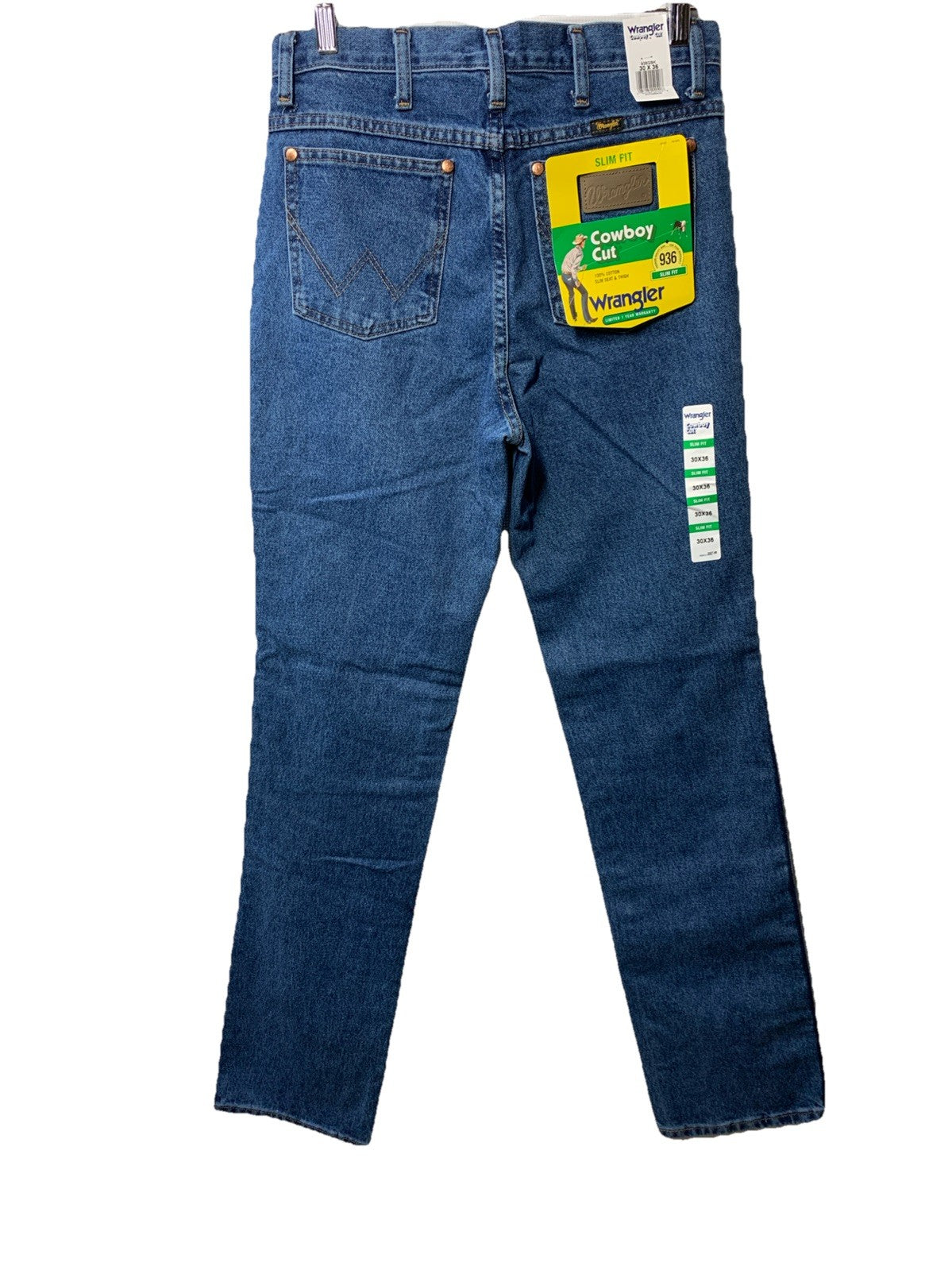 Wrangler Men's 936 Cowboy Cut Slim Fit Jeans Long Pants with Pockets Size 30x36