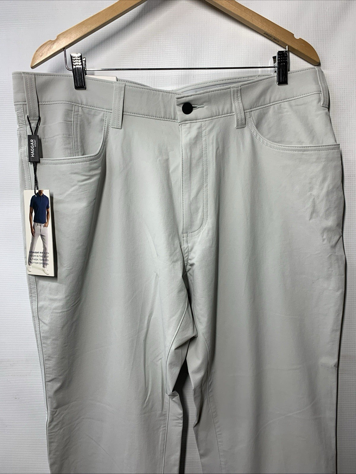 Haggar Sport Mens Performance 5-Pocket Stretch Straight Fit Tech Pant Size 38x32