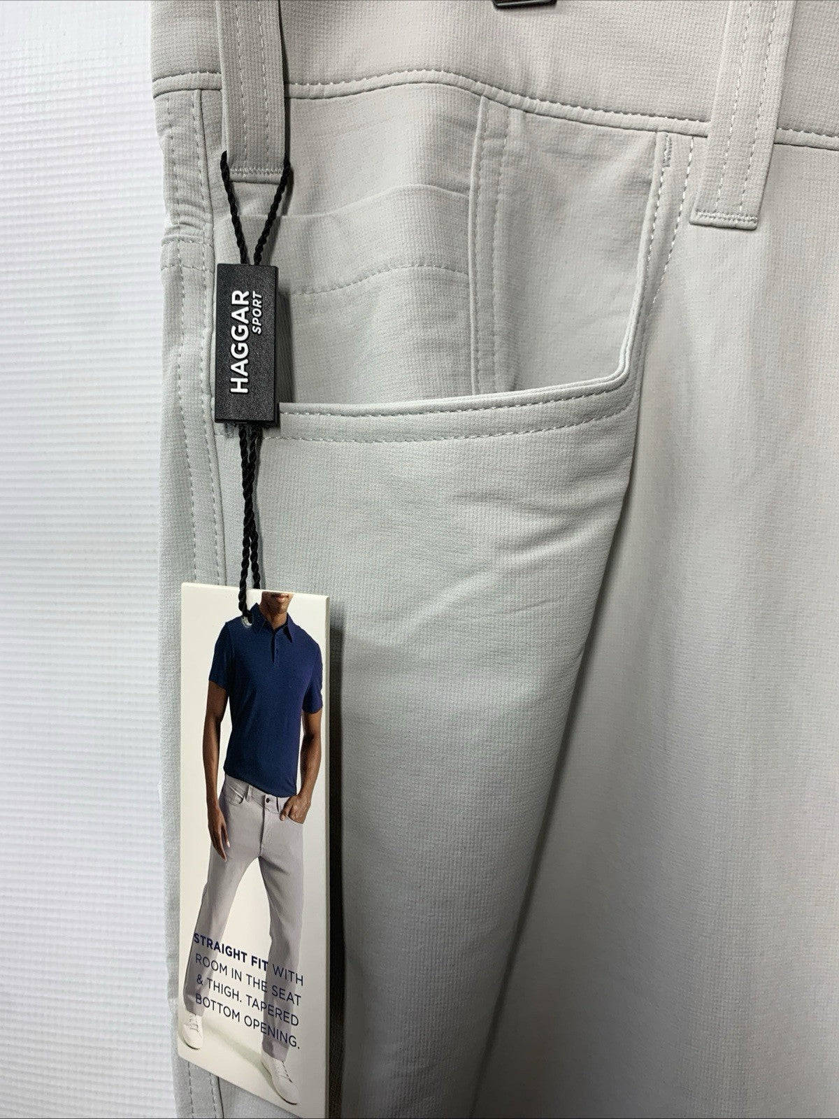 Haggar Sport Mens Performance 5-Pocket Stretch Straight Fit Tech Pant Size 38x32