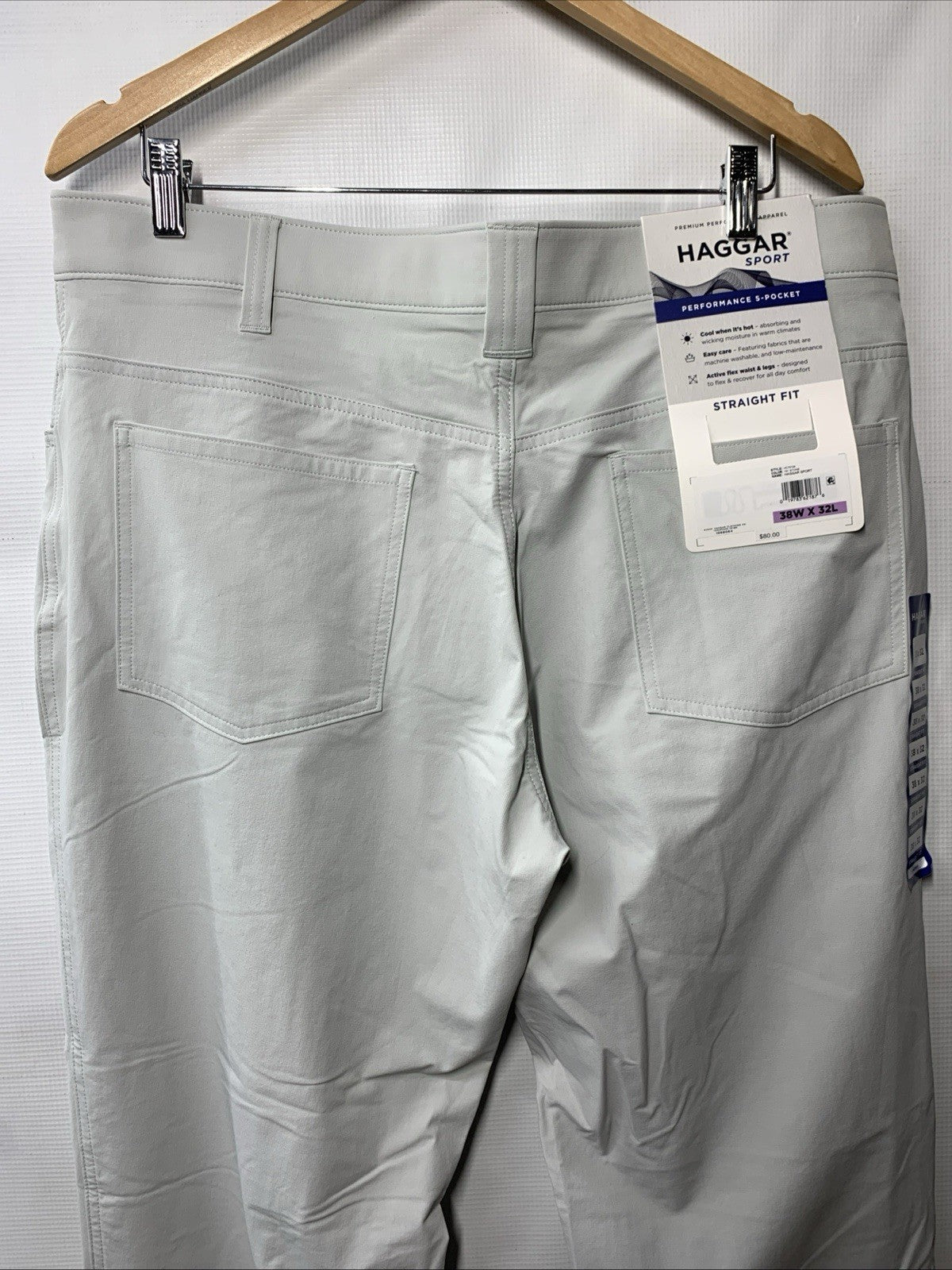 Haggar Sport Mens Performance 5-Pocket Stretch Straight Fit Tech Pant Size 38x32
