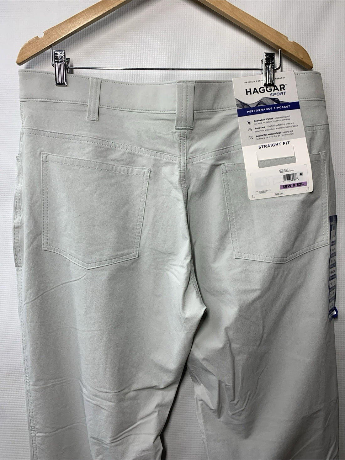 Haggar Sport Mens Performance 5-Pocket Stretch Straight Fit Tech Pant Size 38x32