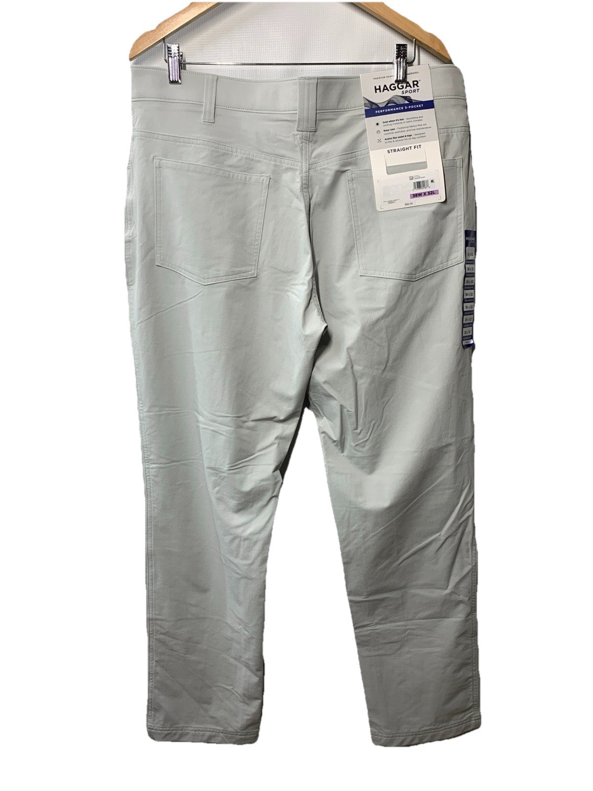 Haggar Sport Mens Performance 5-Pocket Stretch Straight Fit Tech Pant Size 38x32