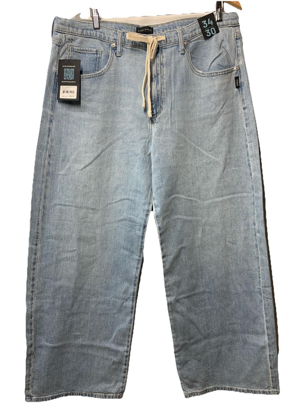 Silver Jeans Co. Women's Be Easy Straight Leg Drawstring Jeans Long Pants 34/30