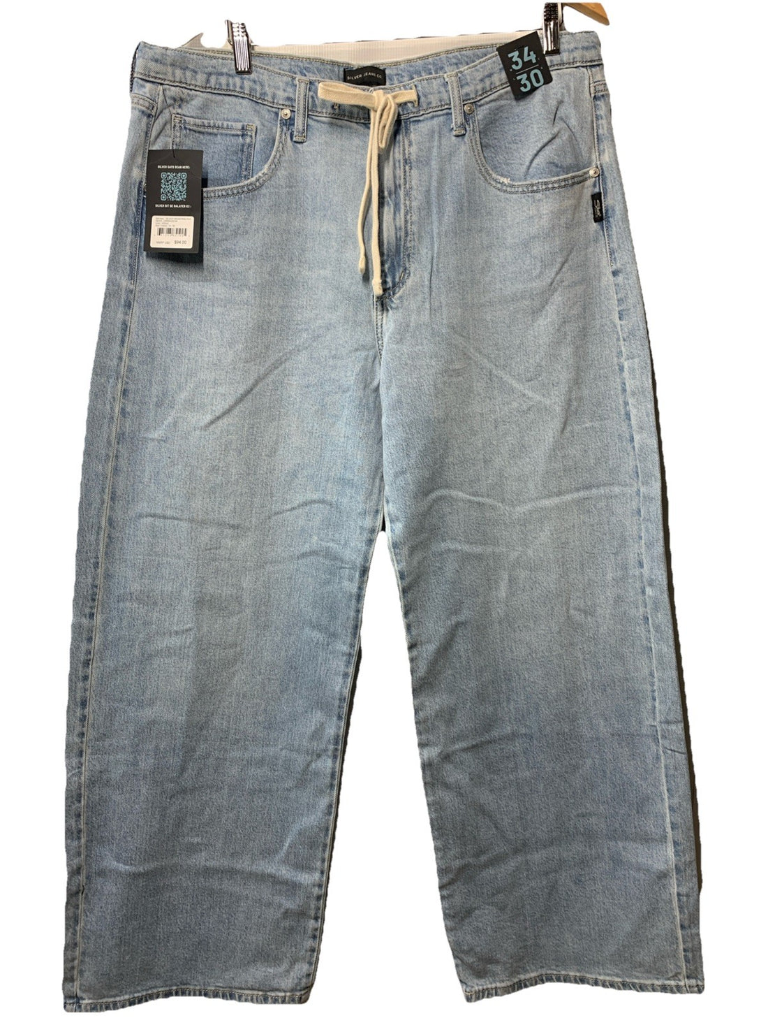 Silver Jeans Co. Women's Be Easy Straight Leg Drawstring Jeans Long Pants 34/30