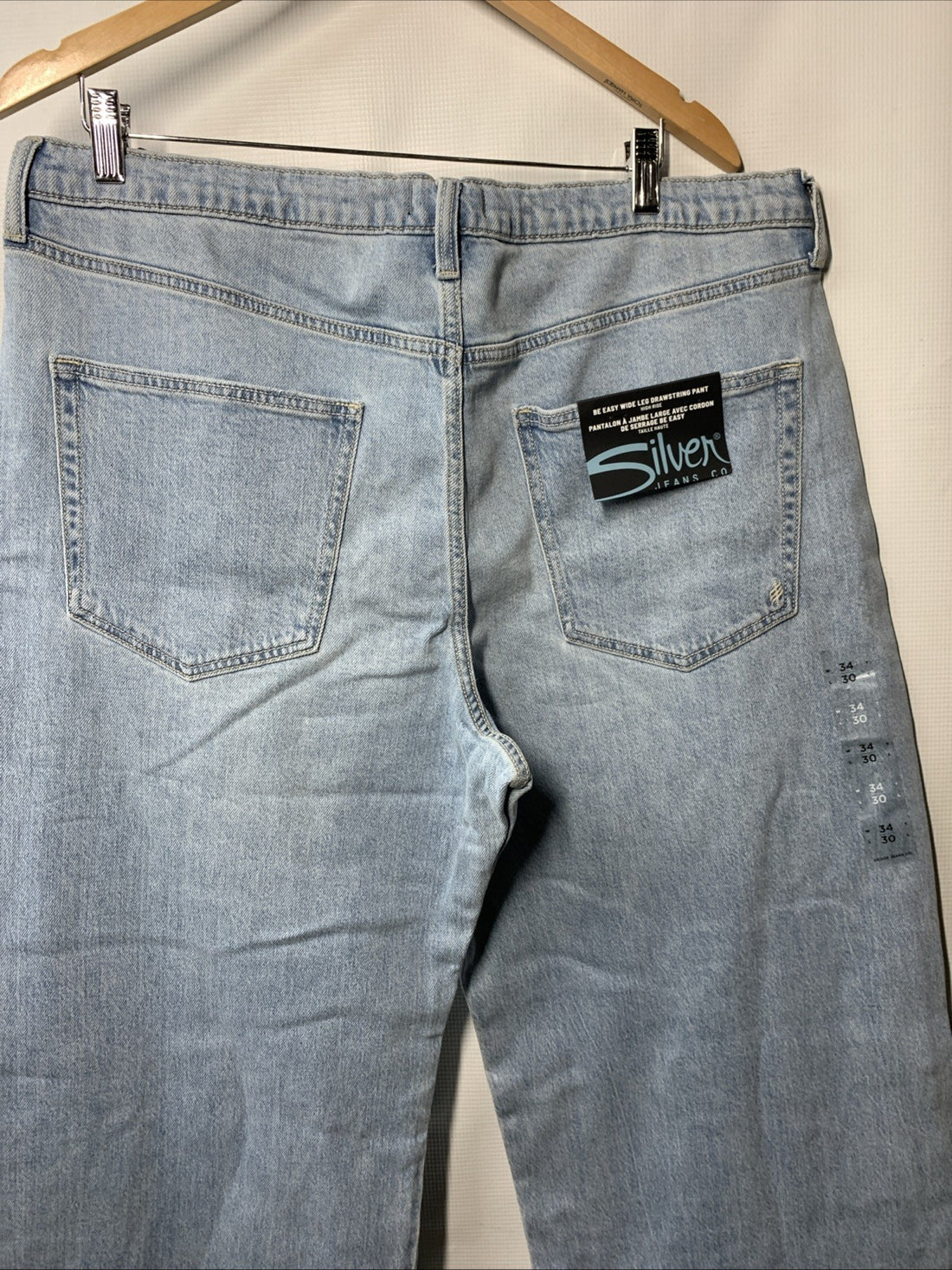 Silver Jeans Co. Women's Be Easy Straight Leg Drawstring Jeans Long Pants 34/30