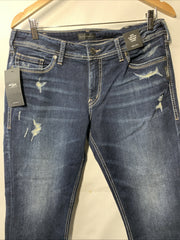 Silver Jeans Co. Women's Suki Capri Curvy Fit Mid Rise Jeans Long Pants 33x22.5