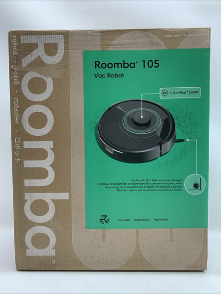 iRobot Roomba 105 Cordless Robot Vacuum Q312020 Multi-Surface Cleaning  Black