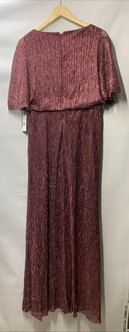 Adrianna Papell Metallic Blouson Gown Special Occasion Dress Burgundy Size 10