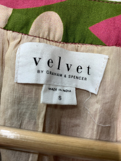 Velvet by Graham & Spencer Women's Tracy Printed Silk Cotton Voile Dress Size S