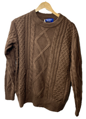 Aelfric Eden Women's Oversized Fisherman Cable Knit Sweater XS Brown Long Sleeve