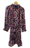 Maggy London Women's Long Sleeve Ruffle Mock Neck Dress with Waist Tie Size 8