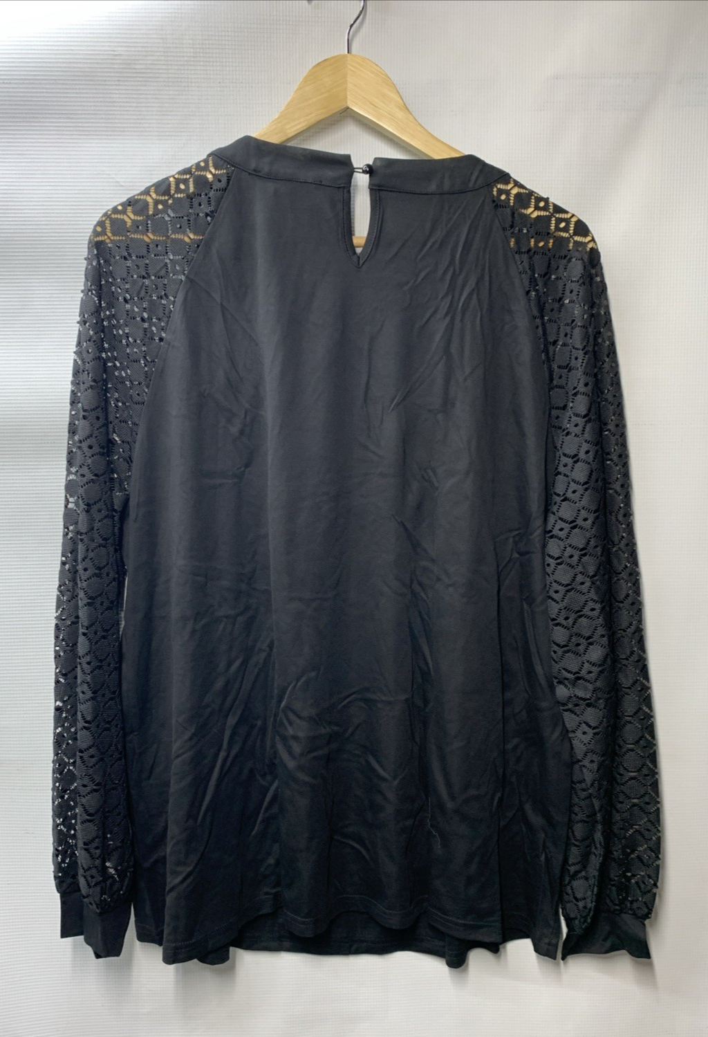 Hanna Nikole Womens Long Sleeve Shirts Lace Top Size 20W Black Casual Work Shirt
