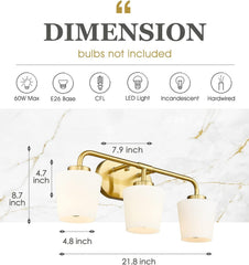 Audickic Brushed Gold Bathroom Vanity Light Farmhouse Brass Sconce Wall Lighting