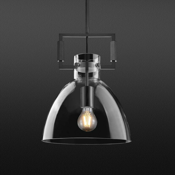Ykyqqlt Mondern Large Black Kitchen Island Pendant Light 10W 1-Light Glass And