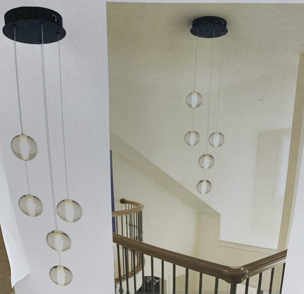 5-Light Raindrop Crystal Chandelier for High Ceilings - Elegant Foyer Light