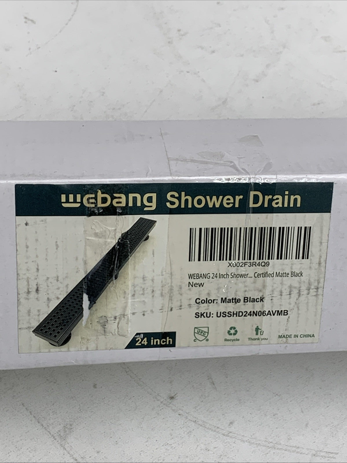 24 Inch Linear Shower Drain Rectangular Floor Drain with Accessories Square Hole
