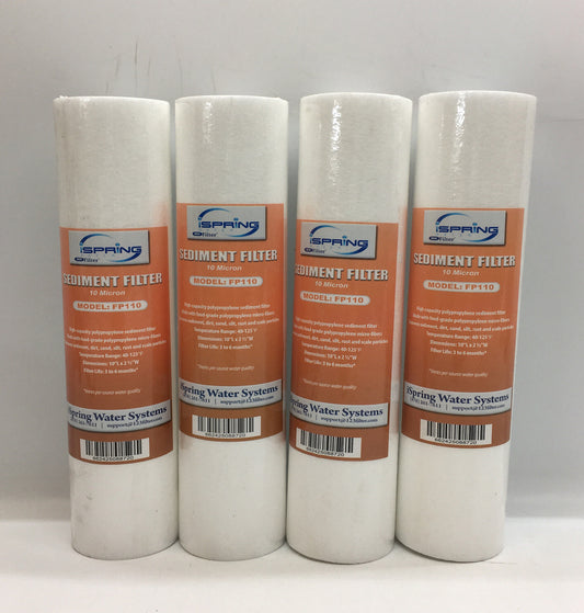 iSpring FP110 10 Micron 10"x2.5" Universal Sediment Filter Cartridge Lot Of 4