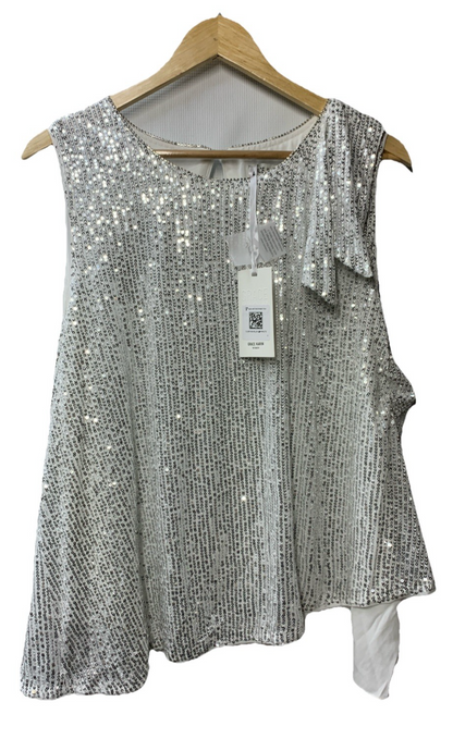 GRACE KARIN Women 2024 Sequin Tank Tops Dressy Sparkle Shimmer Size 2XL White