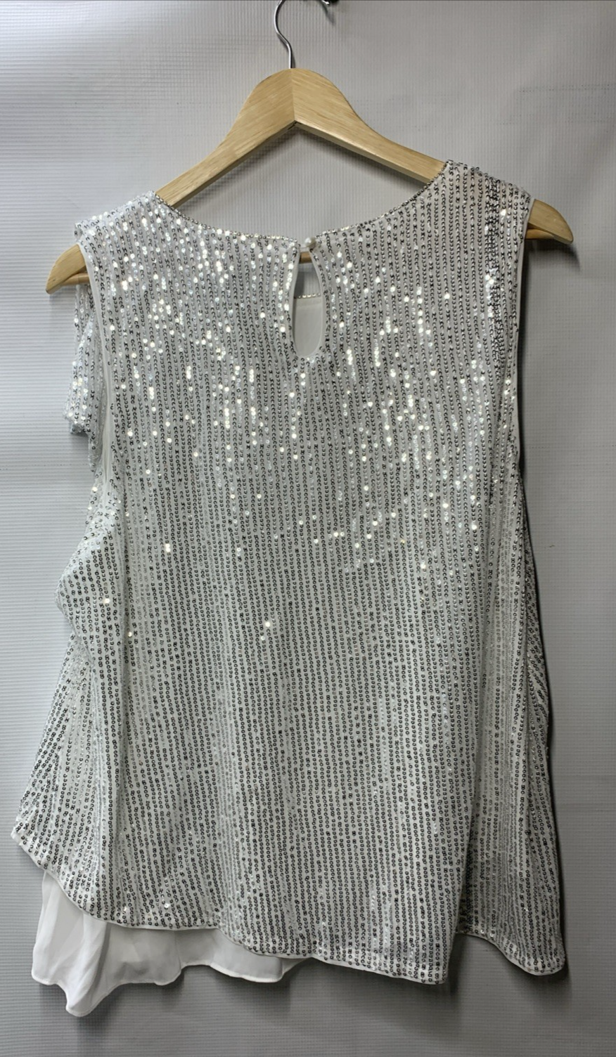GRACE KARIN Women 2024 Sequin Tank Tops Dressy Sparkle Shimmer Size 2XL White