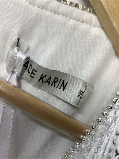 GRACE KARIN Women 2024 Sequin Tank Tops Dressy Sparkle Shimmer Size 2XL White