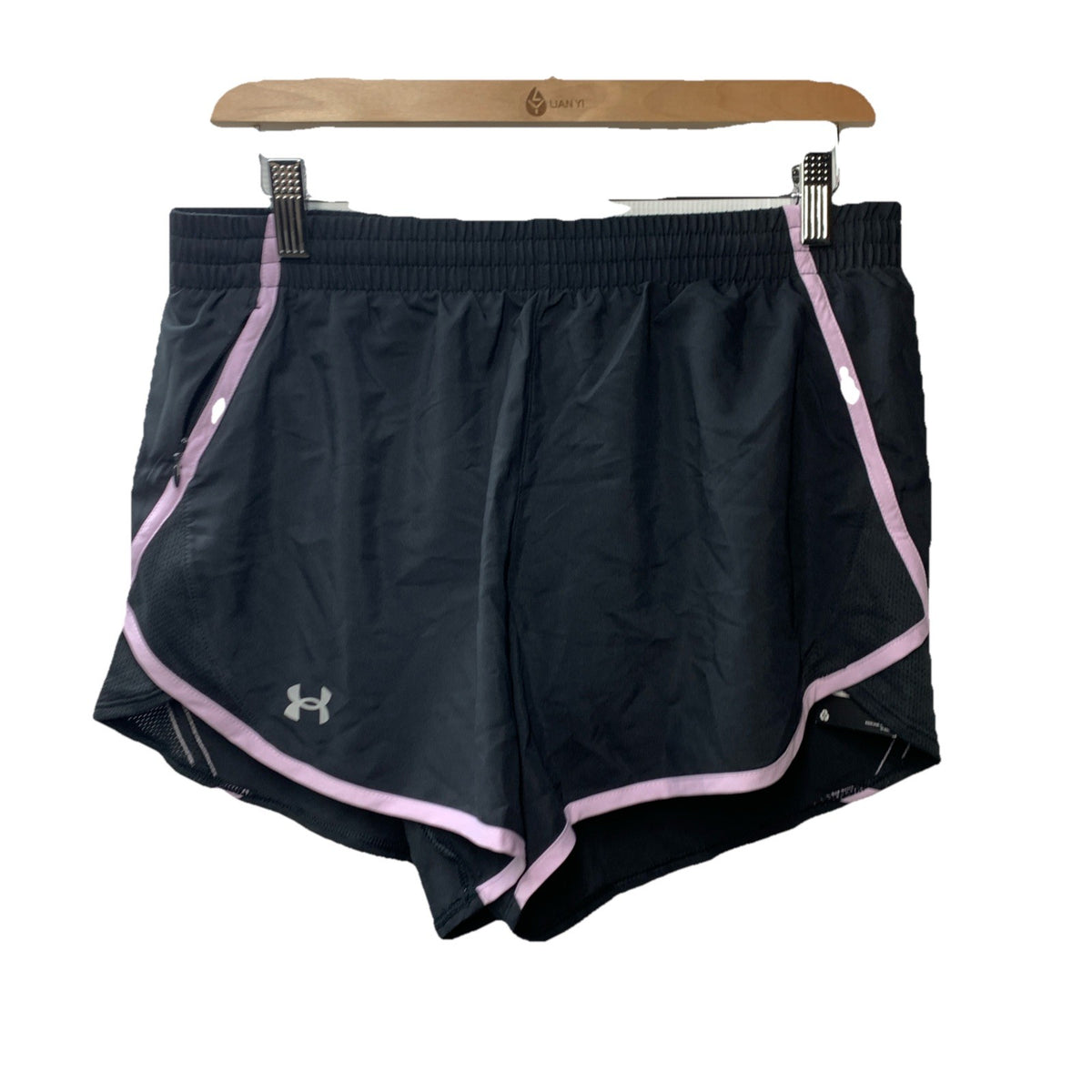 Under Armor Women's Fly By Lined Loose Running Shorts Black and Lavender Size M