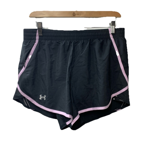 Under Armor Women's Fly By Lined Loose Running Shorts Black and Lavender Size M