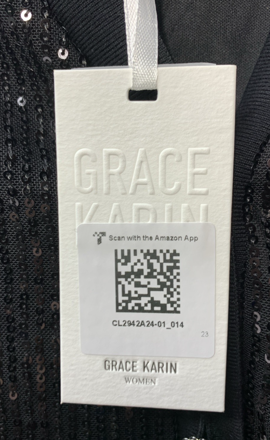 GRACE KARIN Women's Sparkly Sleeveless Sequin Cardigan Size 14 Black V-Neck