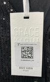 GRACE KARIN Women's Sparkly Sleeveless Sequin Cardigan Size 14 Black V-Neck