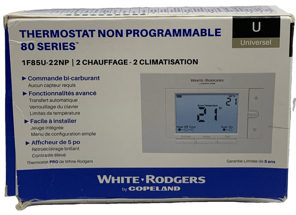 White-Rodgers Emerson 1F85U-22NP Non-Programmable Thermostat 80 Series - White