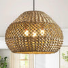 19.29” Large Rattan Pendant Light 3-Light Wicker Chandelier Light Fixture Boho