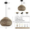 19.29” Large Rattan Pendant Light 3-Light Wicker Chandelier Light Fixture Boho