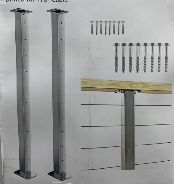 Mayset 42” Stainless Steel Cable Railing Intermediate 40.5' Posts 2 Pack
